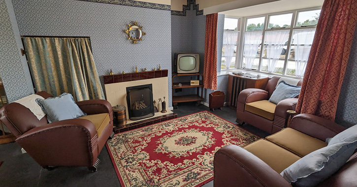 Inside the recreation of the home of Linda Gilmore and Brenda O’Neill’s childhood home.